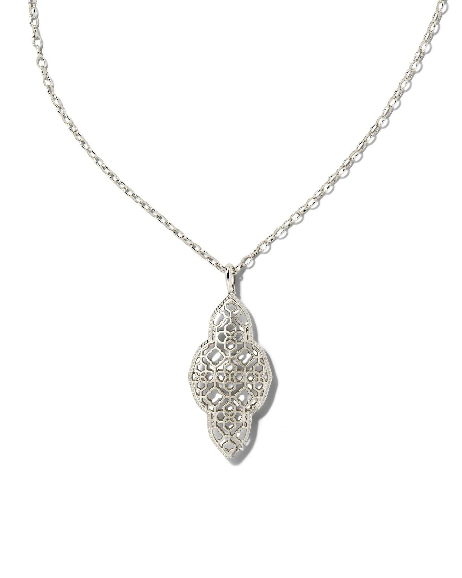 Aabie Long Pendant Necklace in Rhodium by Kendra Scott