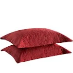 MarCielo 2-Piece Embroidered Pillow Shams, King Decorative Microfiber Pillow Shams Set, King Size (Red)