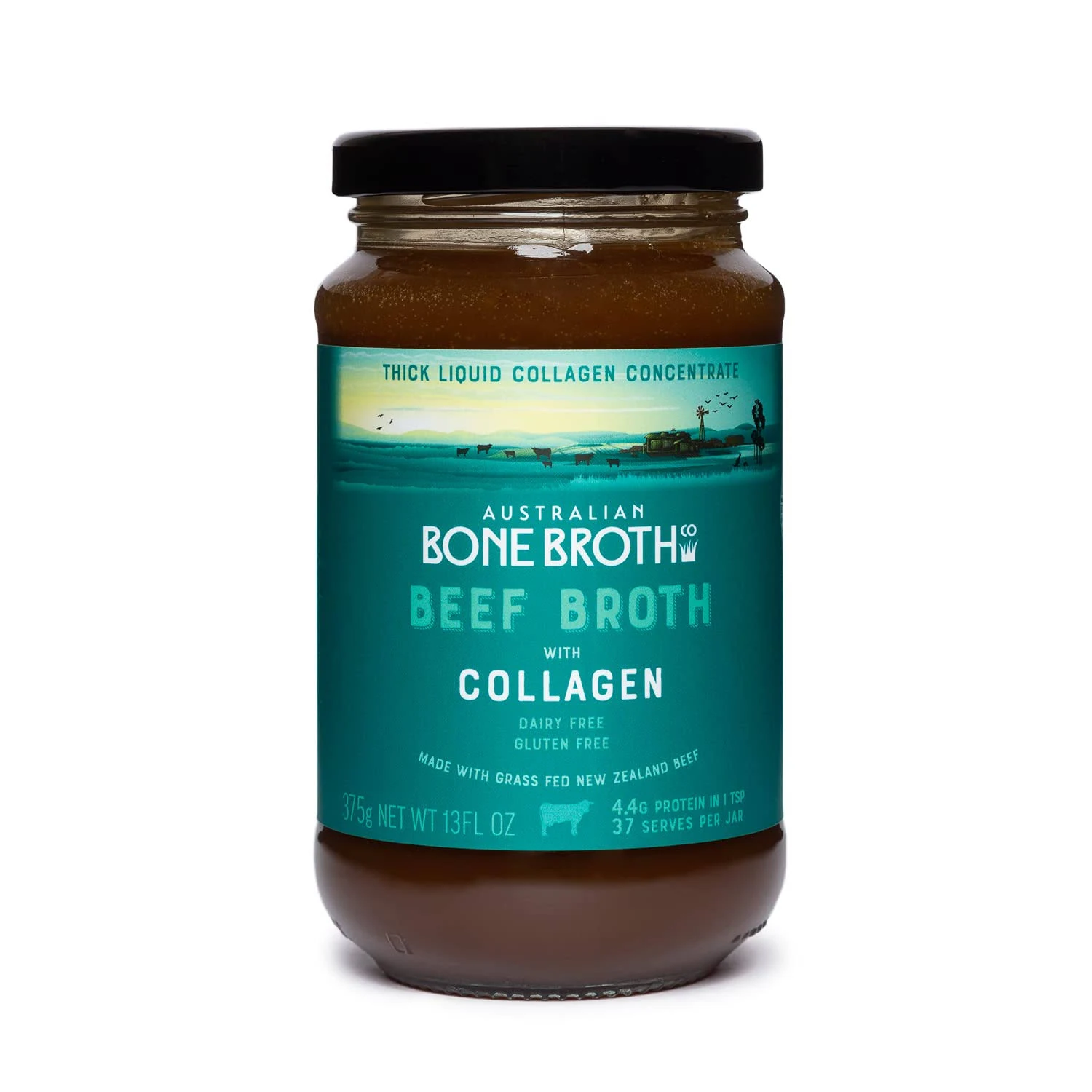 Beef Broth with Collagen Concentrate - Instant bone broth beverage boosted with grass-fed collagen. Halal Broth. Gluten Free, Preservative Free No spices or herbs. Halal Certified