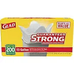 Glad® Tall Kitchen Quick-Tie Bags, 13 gal, 0.66 mil, 23.75" x 28", White, 200/Box (CLO15931)