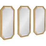 Kate and Laurel Laverty Modern Decorative Octagon Wall Mirror Set, Set of 3, Gold, Geometric Wall Accent Mirrors for Home