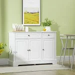 Modern Sideboard Buffet Cabinet with Adjustable Shelves and Drawers White