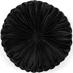 Lush Decor Round Pleated Soft Velvet Decorative Pillow Black / 15" Round