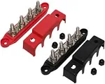 3/8&#034; / 5/16&#034; 4 Stud Red/Black Power Distribution Block -BUSBAR- With Cover