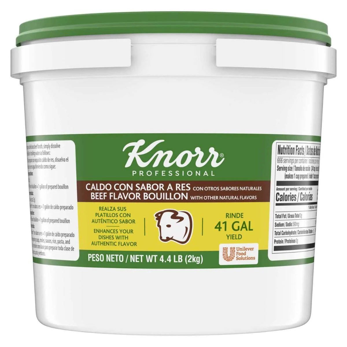 Knorr Professional Caldo de Res, Beef Bouillon with Beef Flavor Granulated Base, Bouillon as a Base, Marinade, Flavor Enhancer, Shelf Stable Convenience, 0g Trans Fat, 4.4 lbs (Pack of 1)