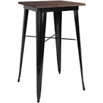 EMMA + OLIVER 23.75" Square Black/Wood Metal Indoor Bar Height Table