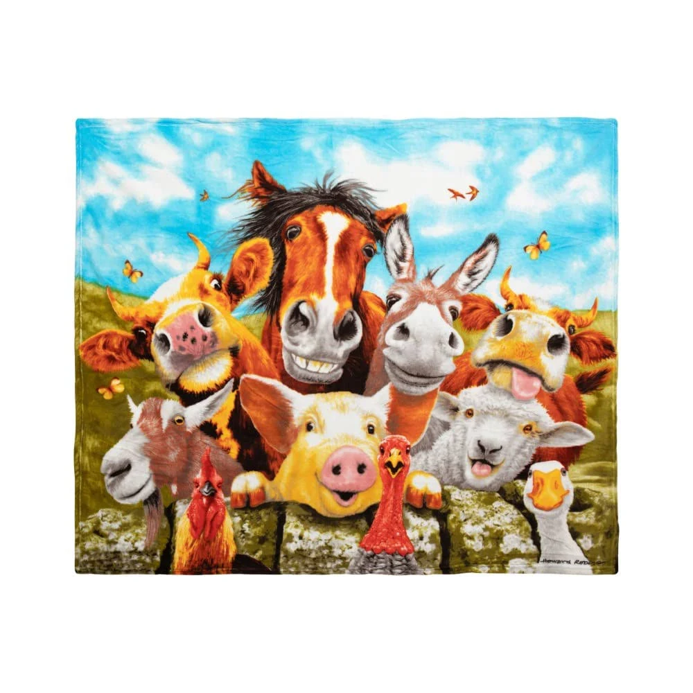 Farm Animals Selfie Throw Blanket