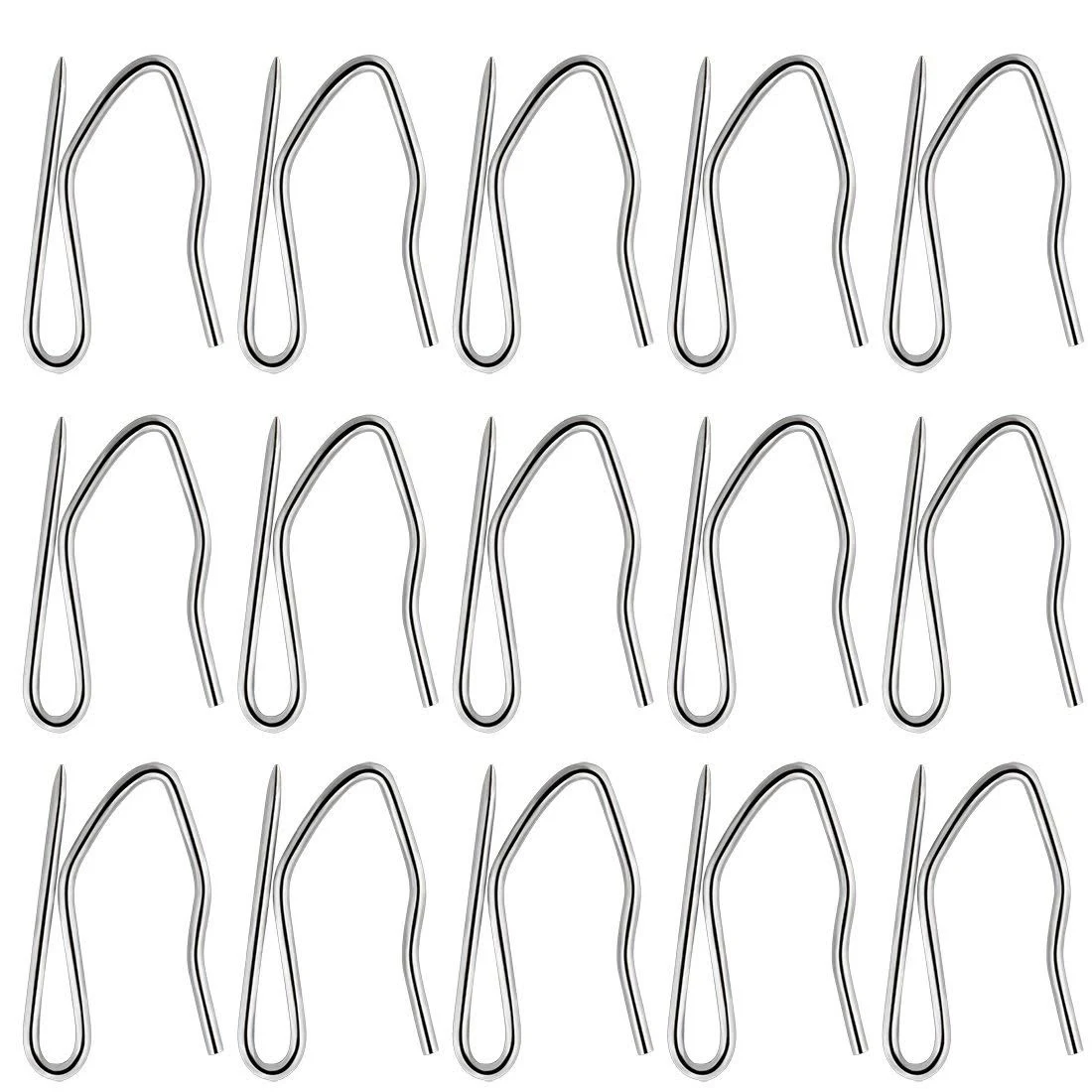 Nydotd 58 Pcs Silver Stainless Steel Curtain Hooks, Heavy-Duty Offset Pin-On Drapery Hooks for Window Curtain, Door Curtain and Shower Curtain