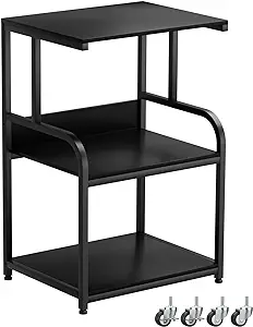 Easycom Printer Stand- Large 3 Tier Printer Table with Wheels- Industrial Printer Storage Cart- Rolling Printer Cart with Storage Shelf for Printer