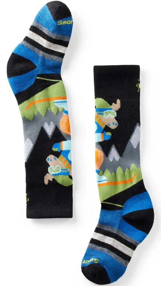 Smartwool Kids' Wintersport Full Cushion Merino Wool Over the Calf Mountain Moose Pattern Socks