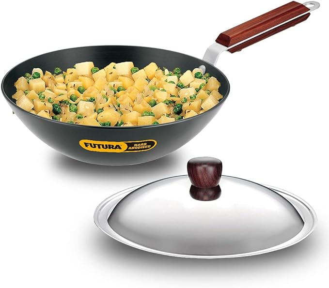 Futura iL23 Induction Compatible Hard Anodised Flat Bottom Deep Fry Pan / Kadhai ...