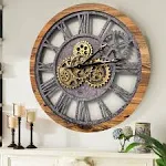 Wall Clock 24 inch Wood & Stone