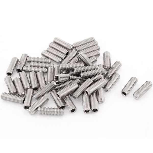 uxcell M4x12mm Metric Stainless Steel Hex Socket Set Cup Point Grub Screws Silver Tone Towel Rack Door Knob 50pcs