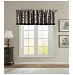 Madison Park Aubrey Jacquard Rod Pocket Valance , Classic Elegant Silk Paisley Valances for Windows , 50X18" , Blue