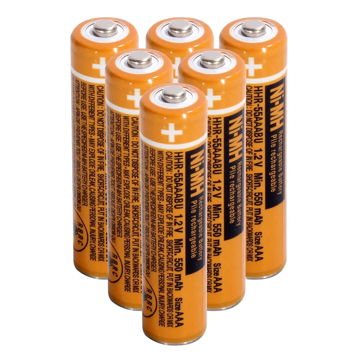 pingju Ni-MH AAA Rechargeable Battery 1.2V 550mAh 6-Pack HHR-55AAABU AAA ...