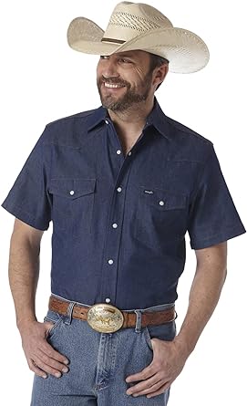 Wrangler Denim Short Sleeve Snap Shirt