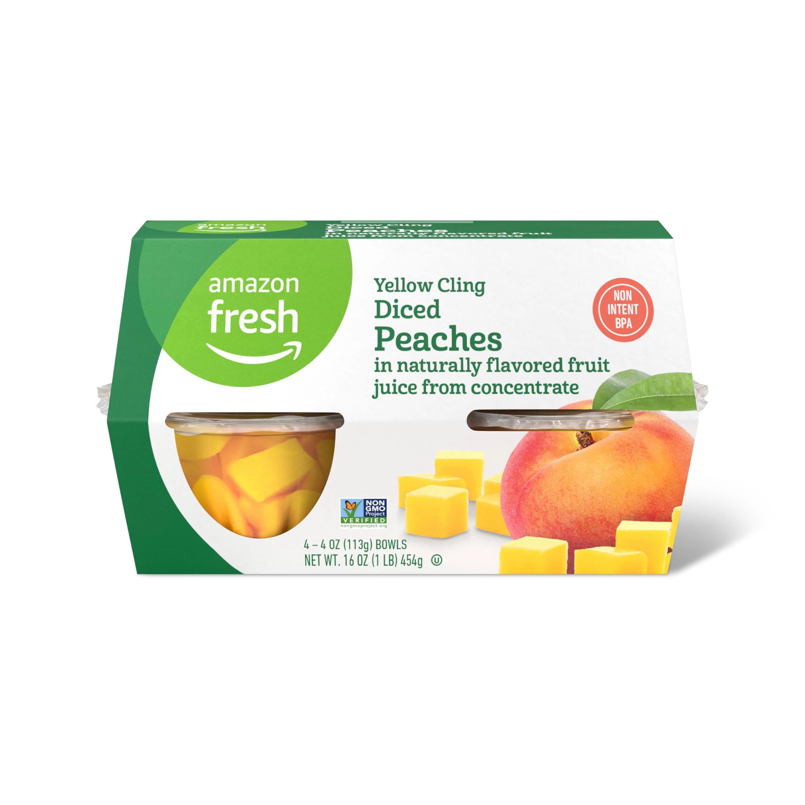 Amazon Fresh Yellow Cling Diced Peaches in Fruit Juice