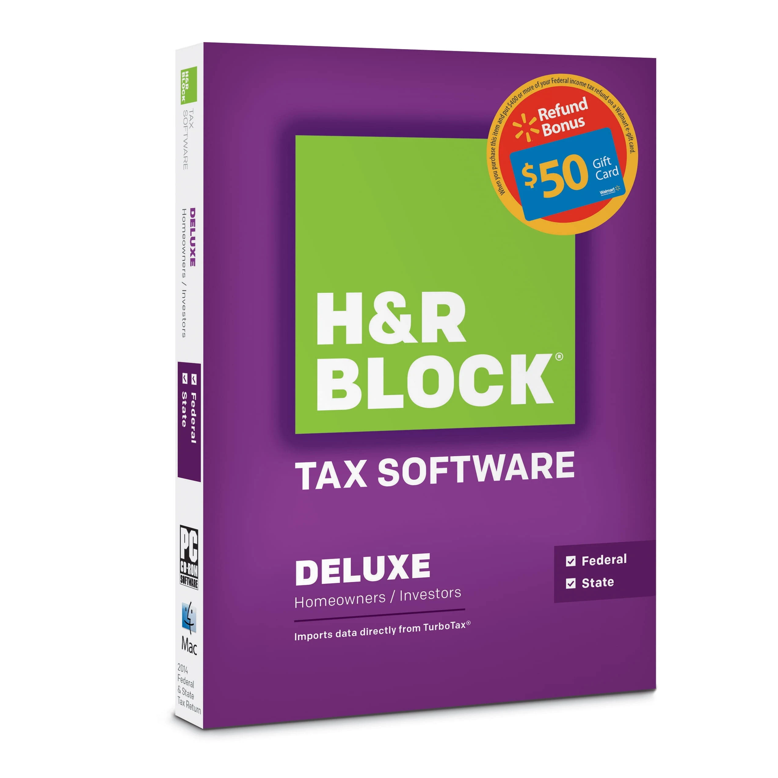 H&R Block Tax Software Deluxe Homeowners/Investers Federal and State