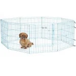 Foldable Metal Dog Exercise Pen / Pet Playpen, Gold Zinc W/ Door, 24&#039;W X 24&#039;H