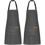 NLUS 2 Pack Kitchen Cooking Aprons, Adjustable Bib Soft Chef Apron