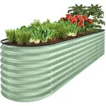 8x2x2ft Metal Raised Garden Bed, Oval Outdoor Planter Box for Vegetables, Herbs w/ 4 Support Bars - Sage Green - Best Choice Products Online