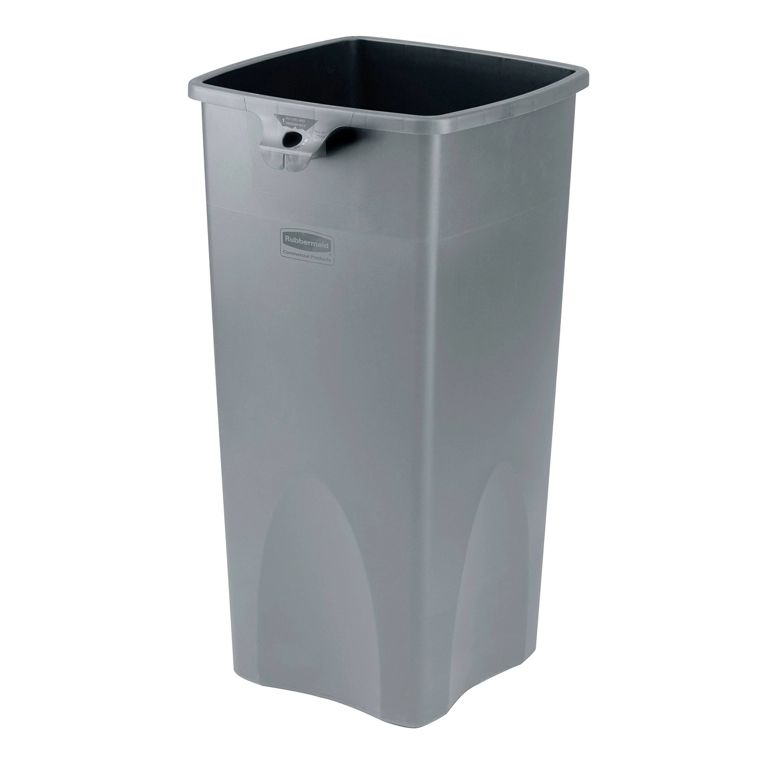 Rubbermaid Commercial Products Untouchable Square Trash Can, Gray, for Offices/Mailrooms/Classrooms/Areas of High Waste Generation