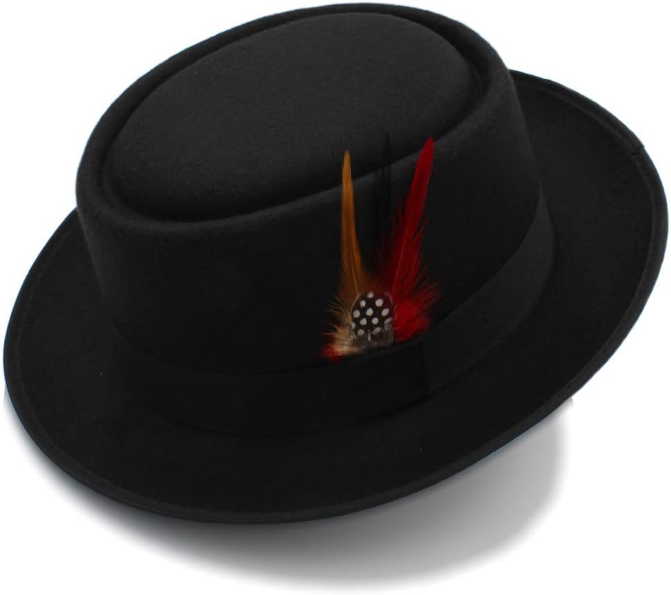 Bowler Hat, Retro Unisex Wide Brim Round Top Cap, Fedora Porkpie Pork Pie Bowler Hat Leather Band