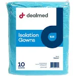 Dealmed Blue Isolation Gown – Disposable Medical Gowns, Latex-Free, Perfect for Hospitals, Medical Facilities, and Physicians’ Offices (Pack of 10)