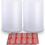 2-Pack Bubble Cushioning Wrap Rolls 3/16" Air Bubble 12 inch x 72 Feet Total Perforated Every 12" 20 Fragile Stickers Included