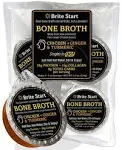 Brite Start Bone Broth - Chicken + Ginger & Turmeric - 4 Count - Keto Friendly Concentrate with 16g Collagen 20g Paleo Protein - Made from Organic