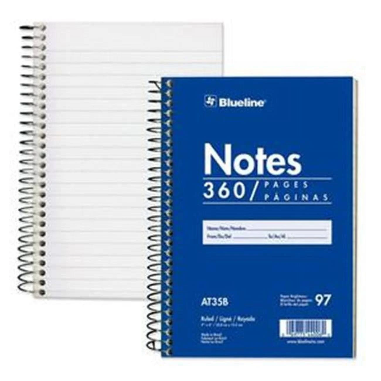 Rediform Blueline Steno Pad/Note Pad, Spiral Binding with Flexible Blue Cover, 9 x 6 x 0.813 Inches, 360 Pages (AT35B)