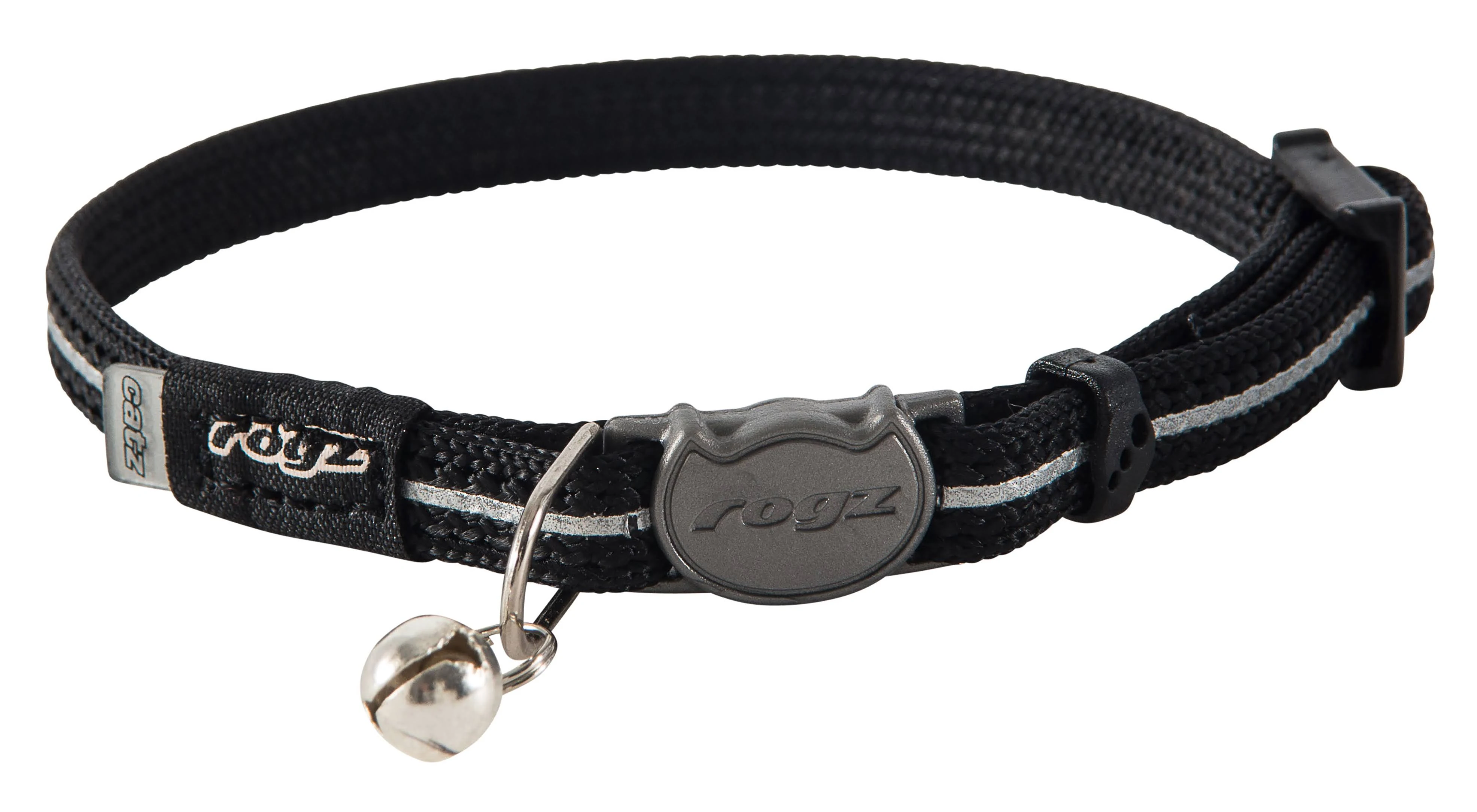 Rogz Catz AlleyCat Extra Small 5/16" Breakaway Reflective Kitten Collar, Black Reflective