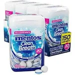 Mentos Clean Breath Sugarfree Hard Mint, 150pc, Intense Wintergreen (Pack of 4 Bottles)