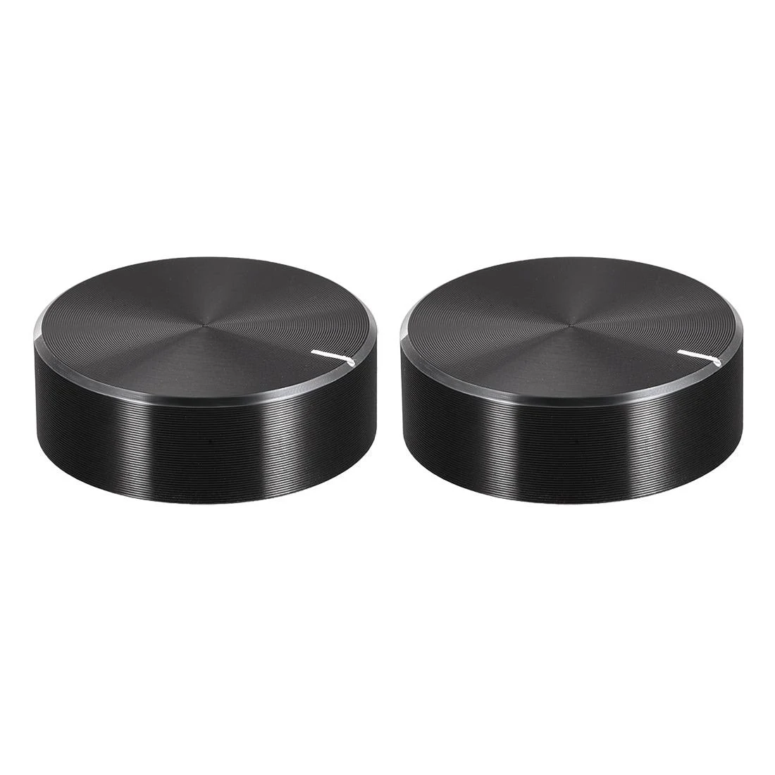 uxcell 2pcs Potentiometer Knob Knurled Shaft Black Aluminum Smooth Surface Rotary Knob 30mmx10mm Volume Control Knob