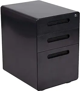 Flash Ergonomic 3-Drawer Mobile Filing Cabinet, Black - HZ-AP535-01-BK<wbr/>-GG