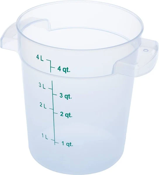 Carlisle FoodService Products Storplus Round Food Storage Container with Stackable Design for Catering, Buffets, Restaurants, Polypropylene (Pp), 4 Quart, Clear