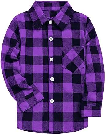 SANGTREE Mens & Boys Plaid Shirt Long Sleeve Button Down Flannel Shirts, US 3 Months - Adult 9XL