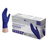 Ammex Professional Nitrile Exam Gloves, Powder-Free, 3 Mil, X-Large, Indigo, 100/Box