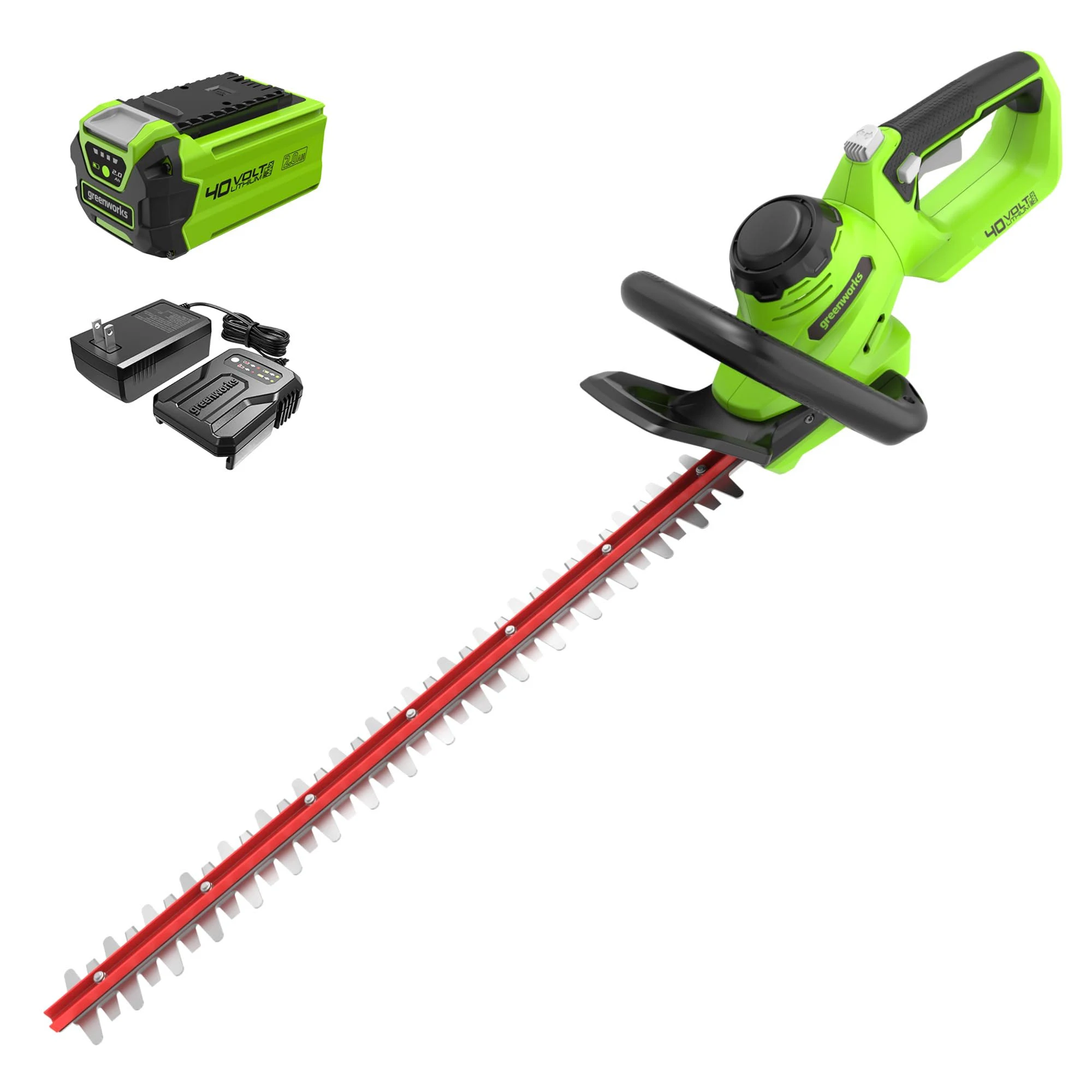 Greenworks 40V 24 in. Hedge Trimmer with 2Ah USB Battery and Charger