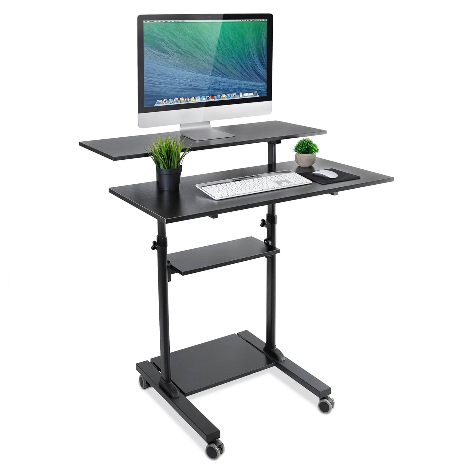 Mount-It! Mobile Standing Desk | Height Adjustable Rolling Workstation 40" Wide ...