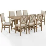 Crosley Furniture Joanna 9-Piece Dining Set, Rustic Brown