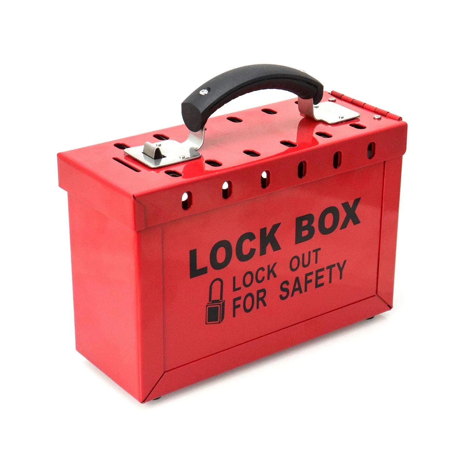 QWORK Portable Lockout Tagout Box, Group Safety Lock Box with 12 Slots, Red