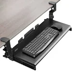 vivo Light Wood Clamp-On Height Adjustable Keyboard & Mouse Under Desk Tray