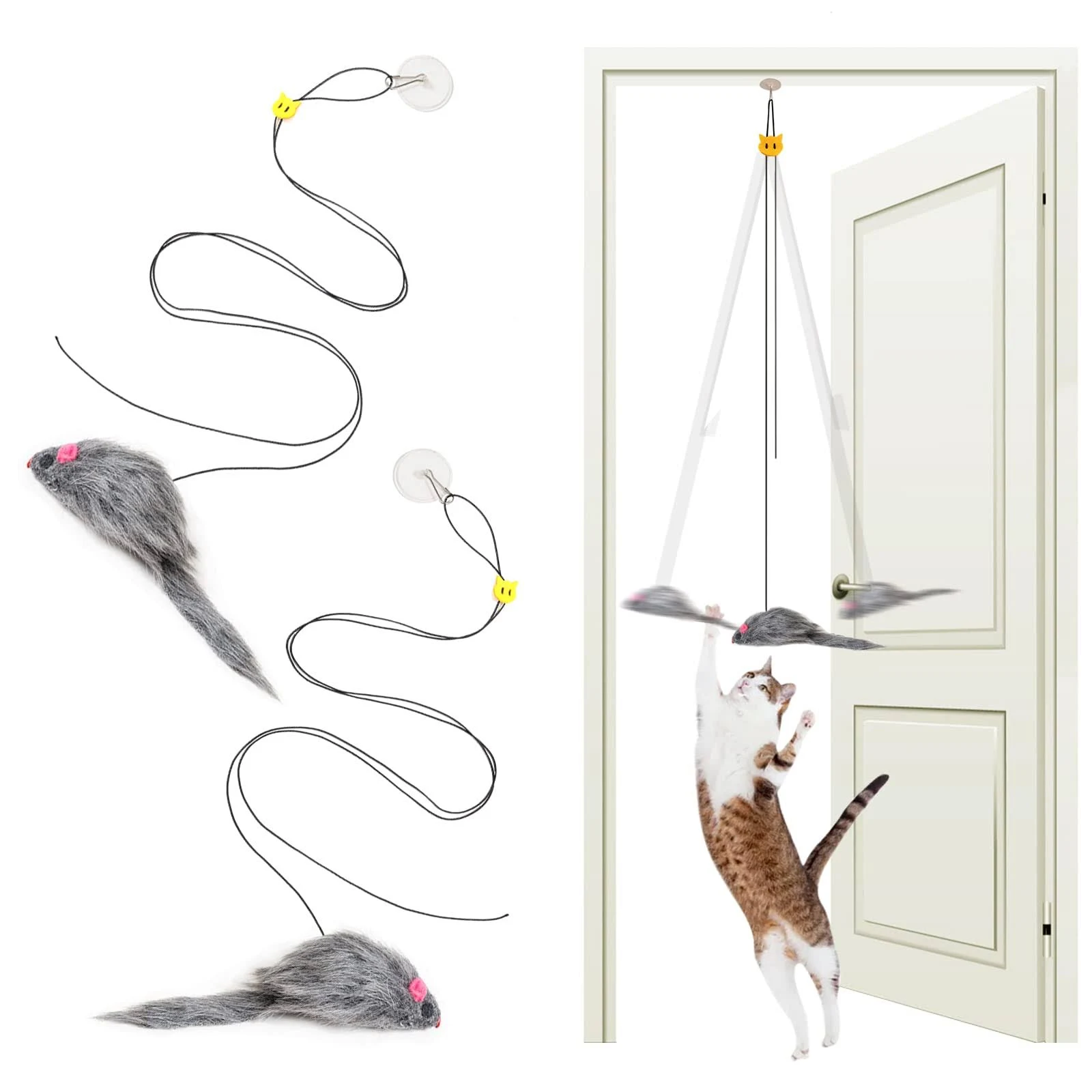 2 Pack Hanging Cat Toys Interactive Self Play Hanging Mouse Cat Toy for Bored...