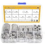 304 Stainless Steel Flat Washers Set 580 Pieces, 9 Sizes - M2 M2.5 M3 M4 M5 M6 M8 M10 M12