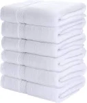 Utopia Towels 6 Pack Medium Bath Towel Set, 100% Ring Spun Cotton (24 x 48 Inches) Lightweight and Highly Absorbent Quick Drying Towels, Premium Towels for Hotel, Spa and Bathroom (White)