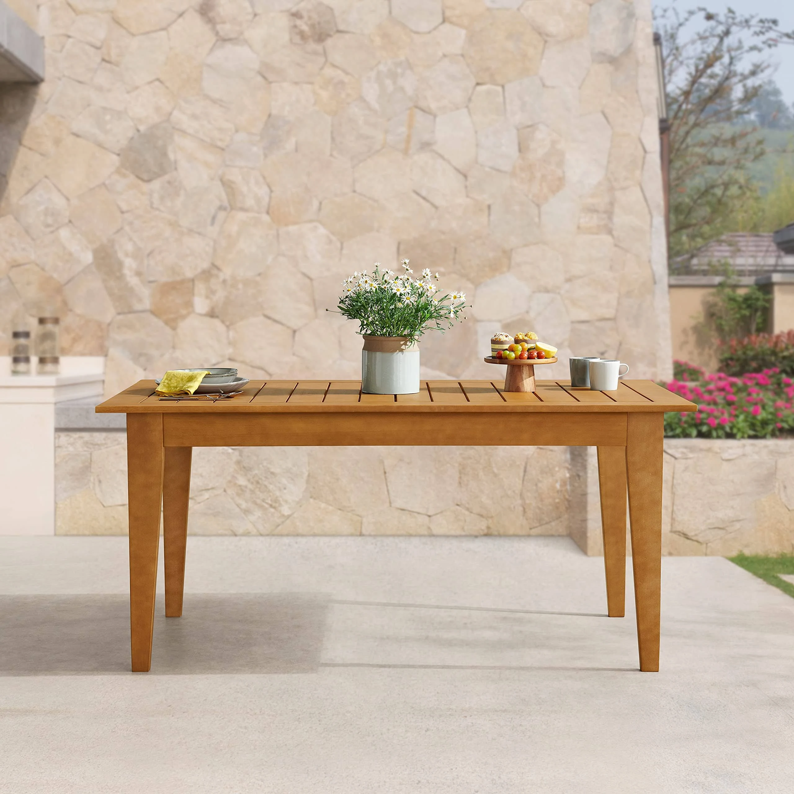 Alaterre Furniture Barton Eucalyptus Wood Rectangle Outdoor Dining Table