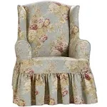 SureFit Ballad Bouquet by Waverly Wing Chair Slipcover, Egg Blue