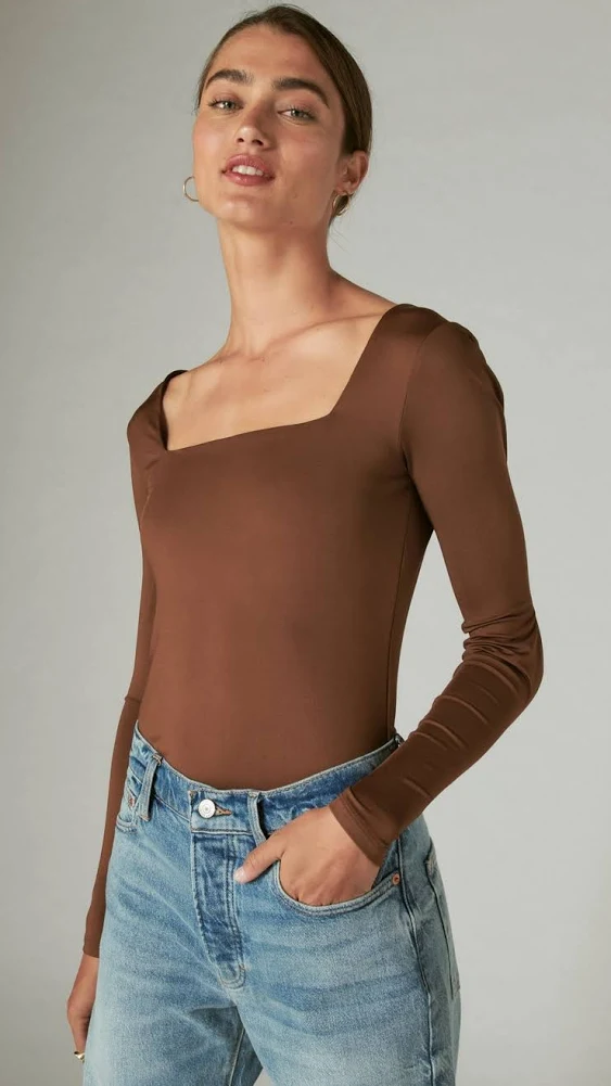 SQUARE NECK LONG SLEEVE BODYSUIT