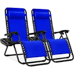 Best Choice Products Set of 2 Adjustable Zero Gravity Lounge Chair Recliners for Patio w/ Cup Holders - Cobalt Blue